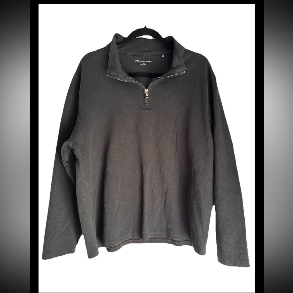 ZACHARY PRELL Men’s Black Quarter-Zip Sweater/Sweatshirt Cotton/Span Sz XL